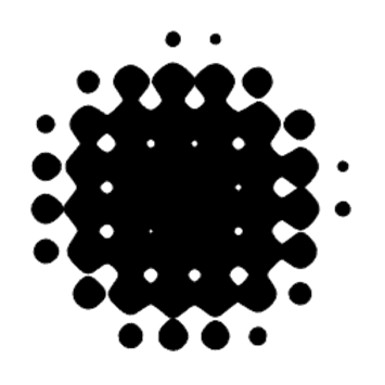 A black and white logo